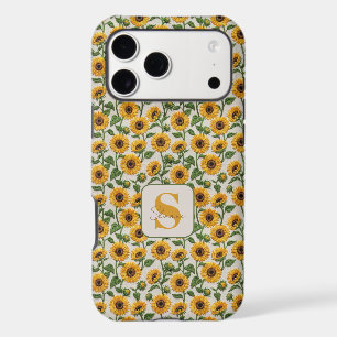 Monogramme floral tournesol jaune de style broderi