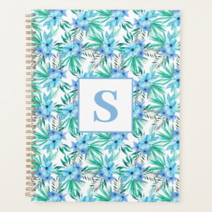 Monogramme floral tropical bleu
