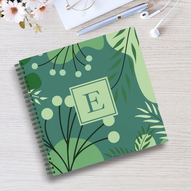 Monogramme Floral verdure Carnet spiral (Créateur téléchargé)