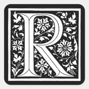 Monogramme floral vintage "R" - Sticker