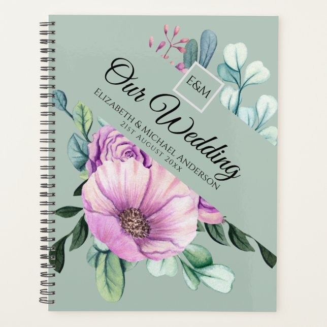 Monogramme floral violet WEDDING PLANNER Nouveaux  (Devant)