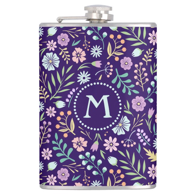 Monogramme floral Whimsical Boho Motif Flacon (Devant)
