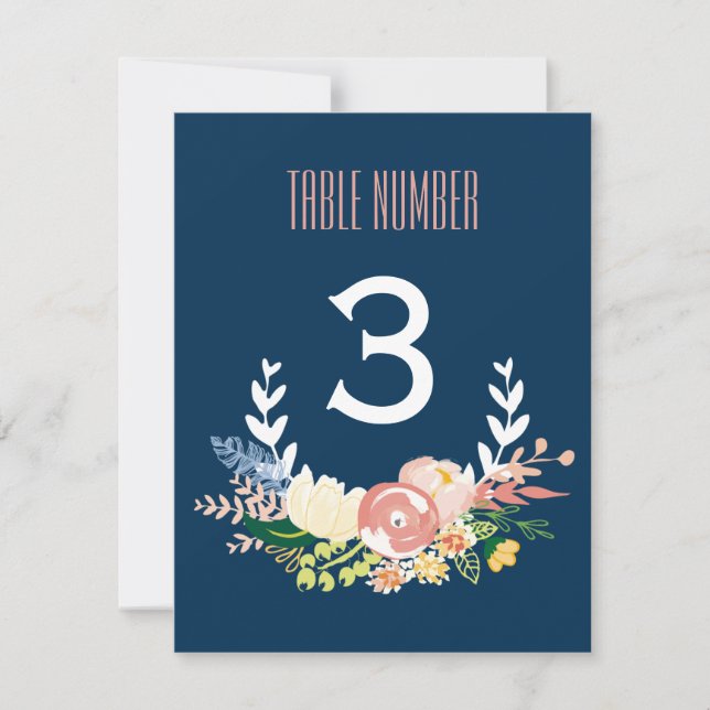 Monogramme Floral Wreath| Numéro de table (Devant)