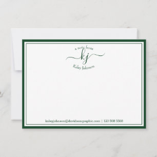 Monogramme Forêt Vert Du Bureau De La Carte Note