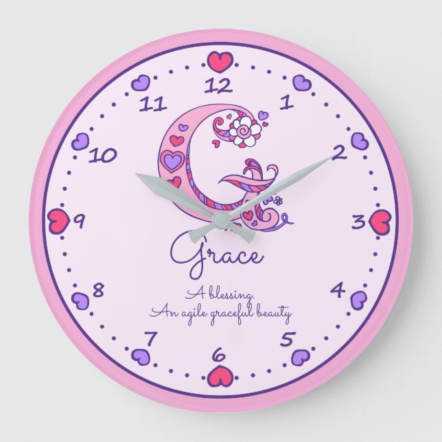 Monogramme G coeurs filles nom signifiant horloge  (Recto)
