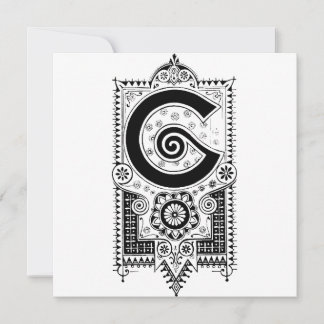 Monogramme G Modèle floral noir et blanc initial