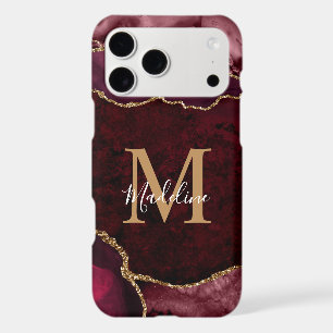 Monogramme géode d'agate burgundy élégant or