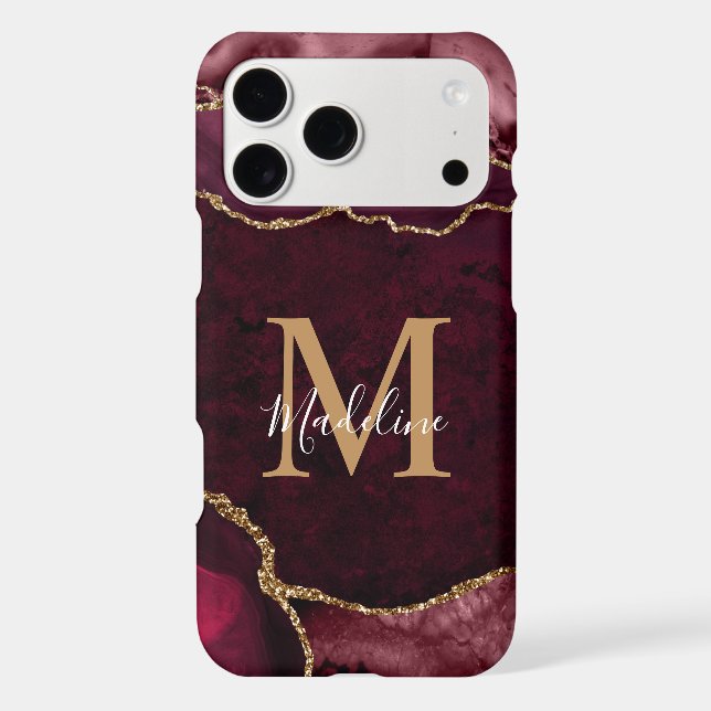 Monogramme géode d'agate burgundy élégant or (Verso)