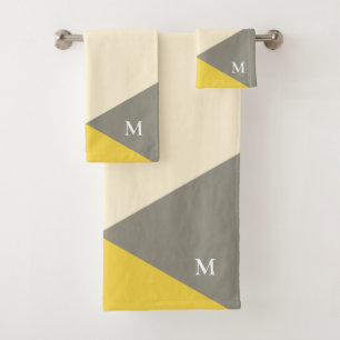 Monogramme géométrique moderne jaune et gris