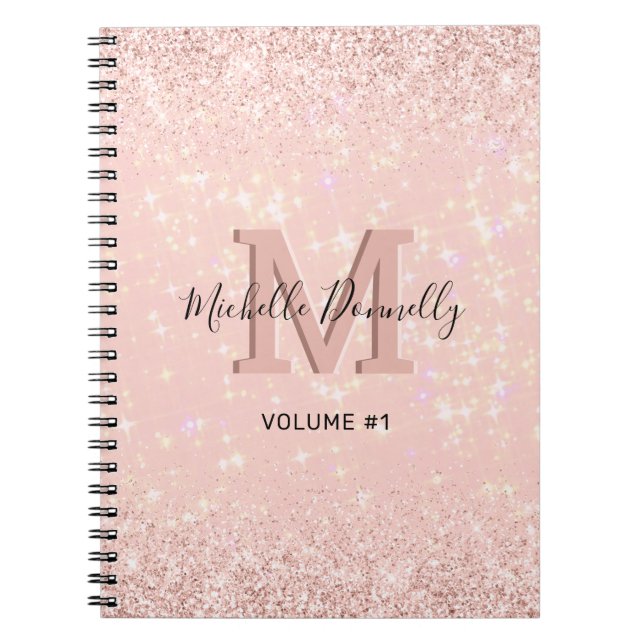 Monogramme Girly Chic Carnet rose (Devant)