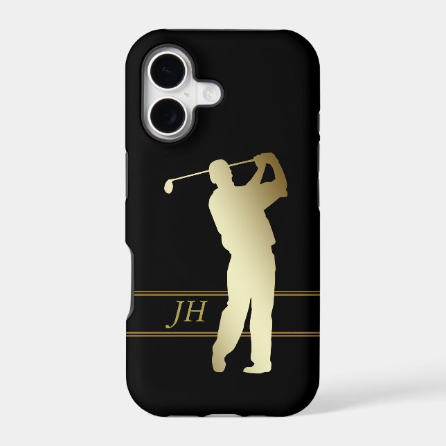 Monogramme Golfeur Silhouette Or (Verso)