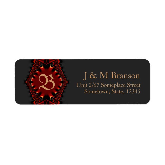 Monogramme gothique satin rouge + noir Étiquette d (Devant)