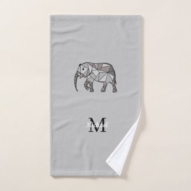 Monogramme Graphique mignon Eléphant Noir personna (Serviette à main)