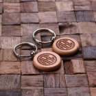 Monogramme gravé unique Porte - clé rond en bois f