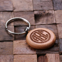 Monogramme gravé unique Porte - clé rond en bois f