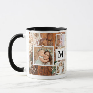 Monogramme Grille Photo Collage Café Mug