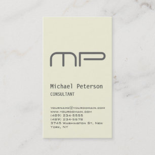 Monogramme gris beige vertical Carte de visite ten