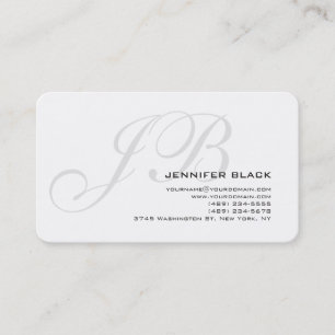 Monogramme gris blanc arrondi Carte de visite