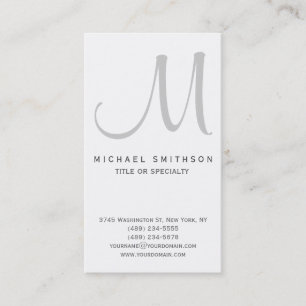 Monogramme gris blanc Carte de visite simple