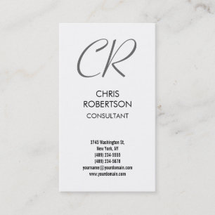 Monogramme gris Carte de visite blanc noir