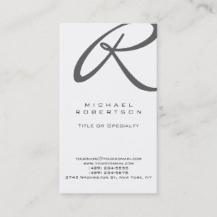 Monogramme gris Carte de visite vertical blanc