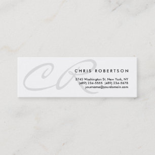 Monogramme gris clair mince Mini Carte de visite m