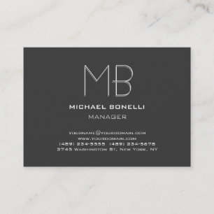 Monogramme gris clair tendance carte de visite élé