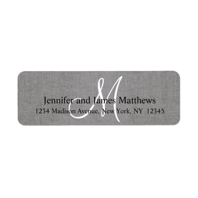Monogramme gris lin rustique pour Mariages (Devant)