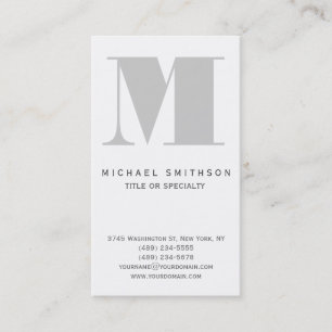 Monogramme Gris Moderne Carte de visite simple