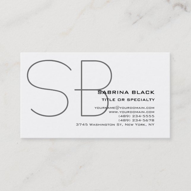 Monogramme gris noir blanc Consultant Carte de vis (Devant)