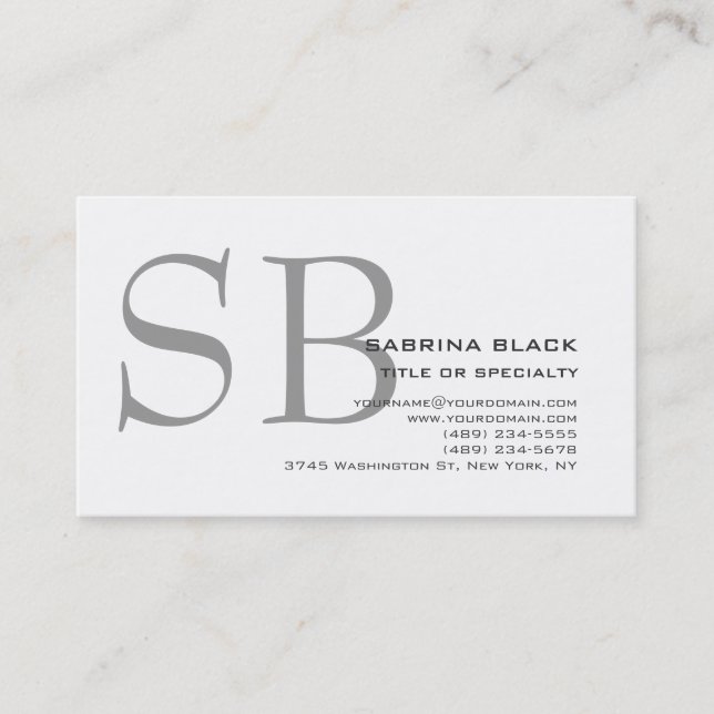 Monogramme gris noir blanc Consultant Carte de vis (Devant)