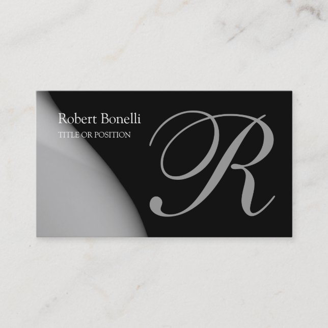 Monogramme gris noir Carte de visite chic (Devant)
