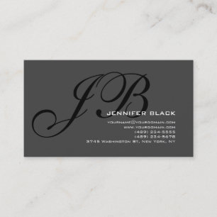Monogramme Gris Noir Tons Carte de visite