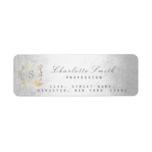 Monogramme Gris Or Floral Wreath Argent RSVP