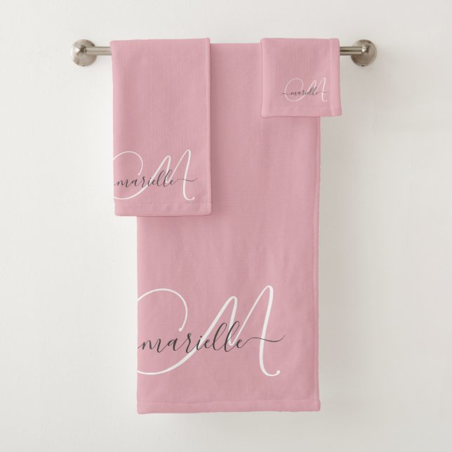 Monogramme gris rose mignon Nom du script Élégant (En situation)