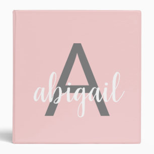 Monogramme gris rose rose de la fille 3 Classeur e