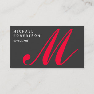 Monogramme gris rouge Taille standard Carte de vis