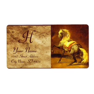 MONOGRAMME GRIS TACHETÉ de CHEVAL, brun, jaune
