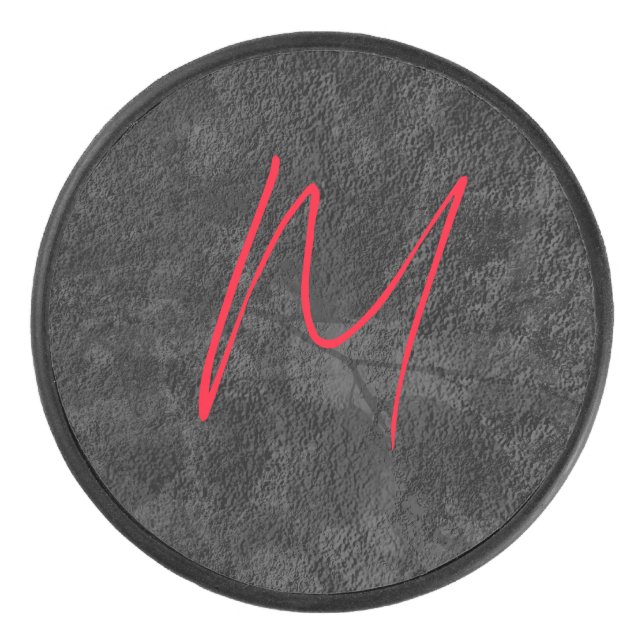 monogramme gris unique nom rouge calligraphie init (Devant)