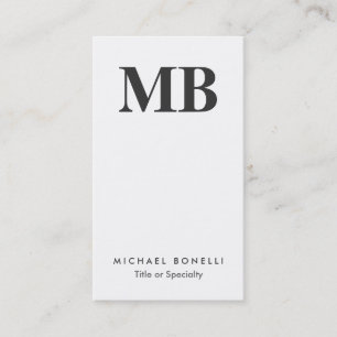 Monogramme gris vertical Carte de visite blanc pro