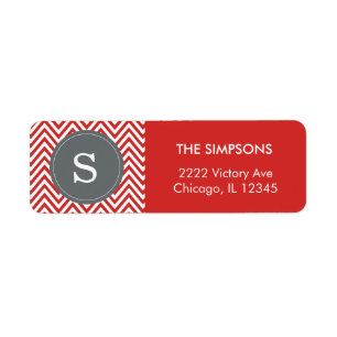 Monogramme gris Zigzag rouge tomate personnalisabl