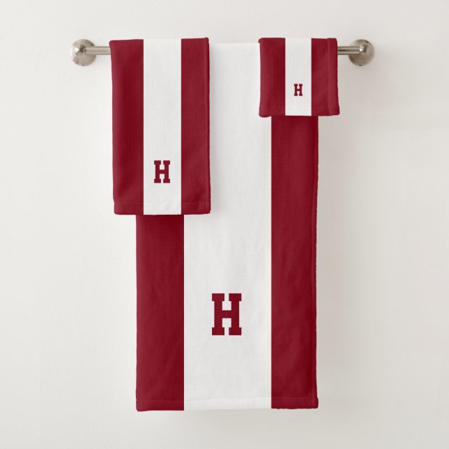 Monogramme H sur rayures carmin et blanc (En situation)