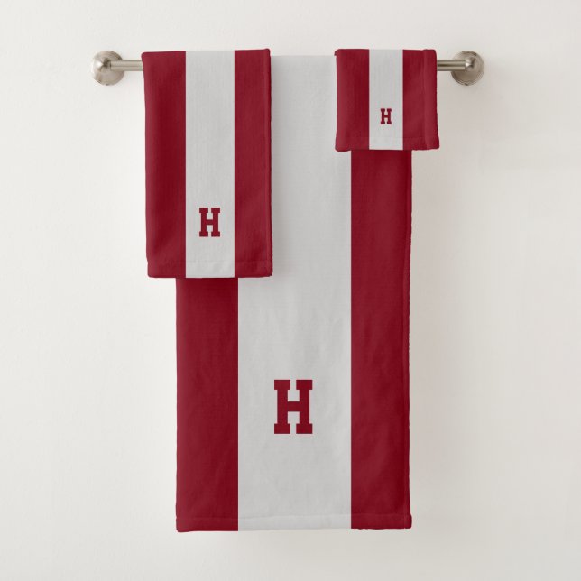 Monogramme H sur rayures carmin et gris clair (En situation)