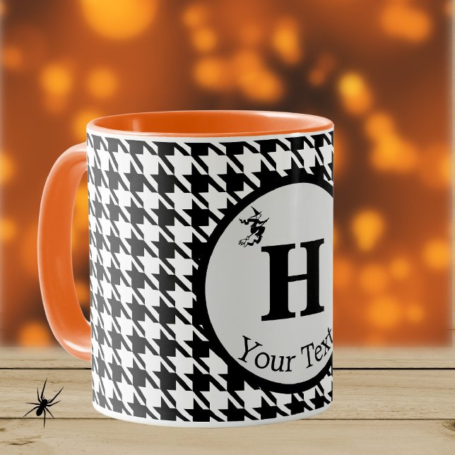 Monogramme Halloween Houndstooth 11oz Combo Mug (Créateur téléchargé)