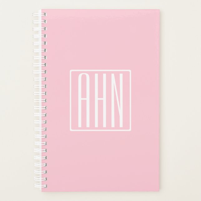 Monogramme initial | Blanc sur rose clair (Devant)