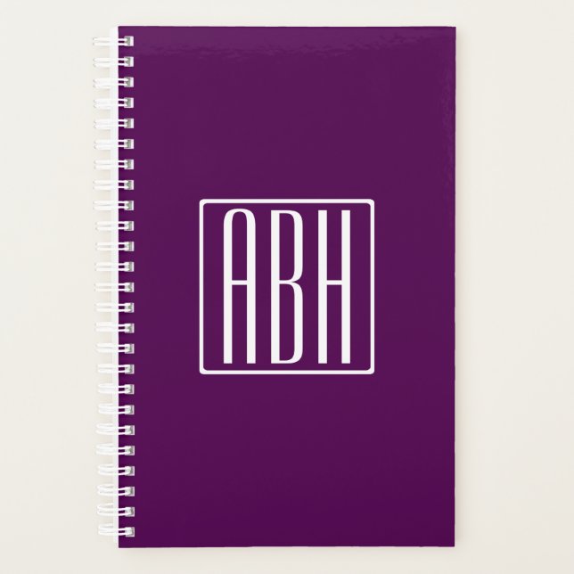 Monogramme initial | Blanc Sur Violet Profond (Devant)