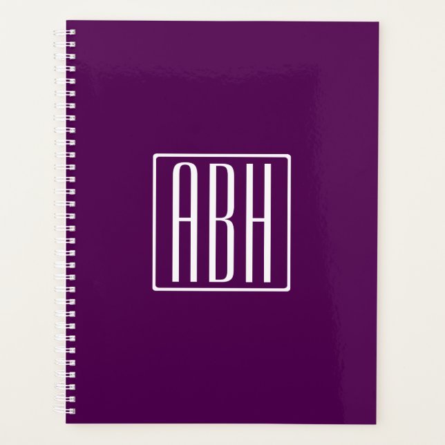 Monogramme initial | Blanc Sur Violet Profond (Devant)