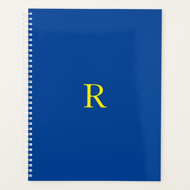 Monogramme initial bleu jaune couleur brillant 202 (Devant)