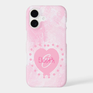 Monogramme initial cœur rose girly aquarelle