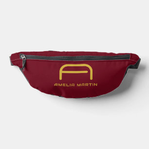 Monogramme Initial Doré Luxueux Rouge Bourgogne